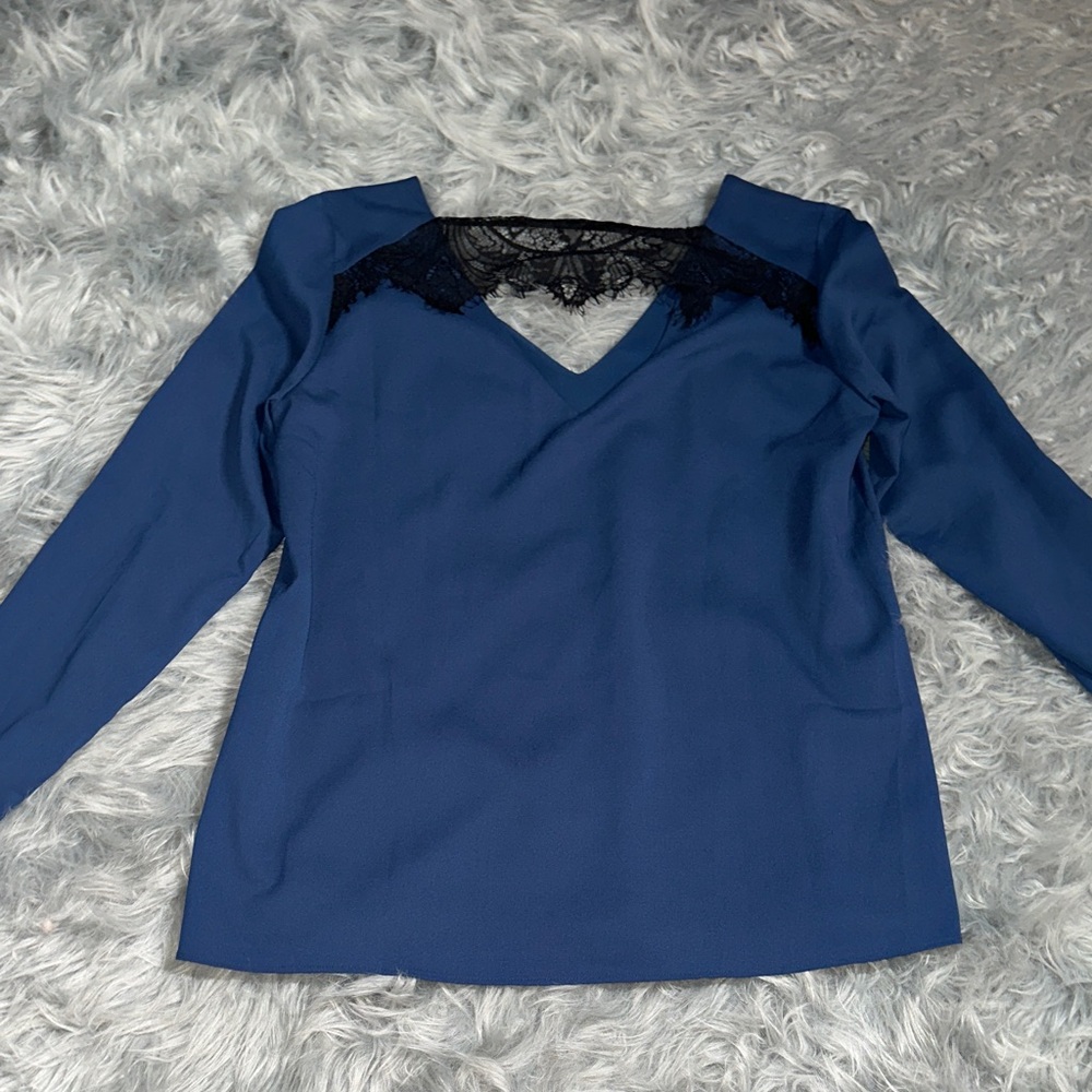 Cooper & Ella Navy Lace Detail Blouse